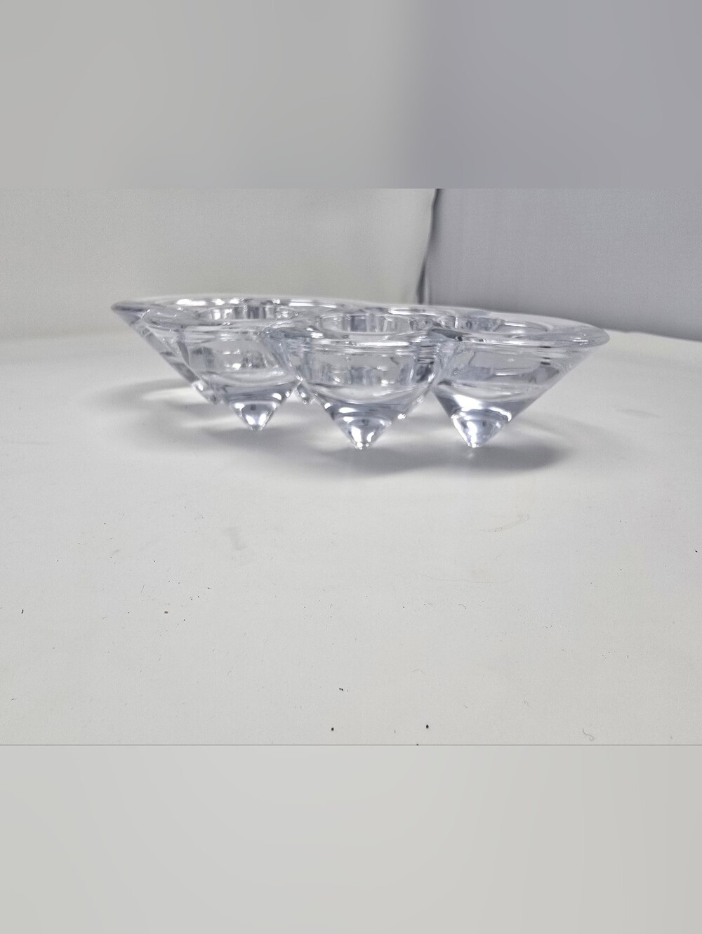 JL JOHN LEWIS Crystal 6 Point Tea Light Votive Candle Holder Vintage with Label - Picture 4 of 6